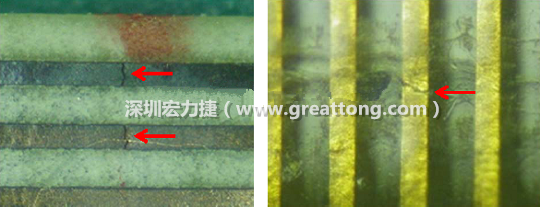 如果擔心這個方法可能對弄斷銅箔線路，也可以試著將銅箔線路旁沒有銅箔的位置切開，然后試著撕開剝離外層護膜(cover film)，達到相同的目的