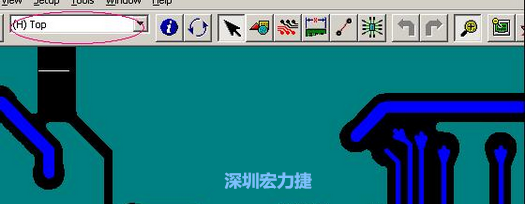 如果圖形像下圖一樣無法顯示鉆孔，只須圖（186）將紅色圈住的活動層改為當(dāng)前顯示層即可。