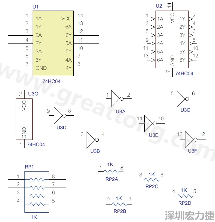 圖1 半導(dǎo)體元件供應(yīng)商所畫的電路圖符號(hào)是模擬元件的接腳圖，而非訊號(hào)流程。